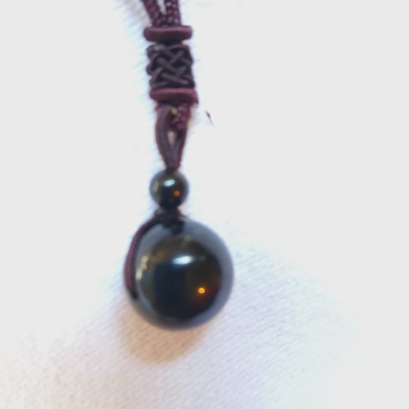 Unisex Beautiful Golden sheen Obsidian string pendant - Picture 8 of 11